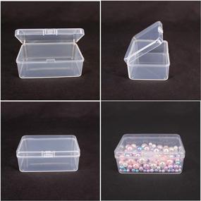 img 2 attached to 📦 24 Pack Clear Small Plastic Bead Storage Boxes with Hinged Lids - Organizers for Seeds, Buttons, Jewelry, Hardware (3.7x2.5x1.3 Inch)