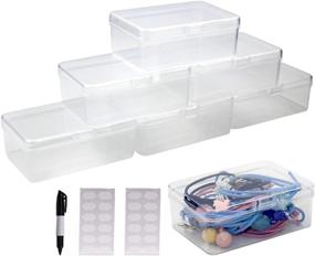 img 4 attached to 📦 24 Pack Clear Small Plastic Bead Storage Boxes with Hinged Lids - Organizers for Seeds, Buttons, Jewelry, Hardware (3.7x2.5x1.3 Inch)