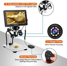 img 1 attached to 🔬 TOMLOV 7" LCD Digital Microscope - 1200X Magnification, 1080P Video, 12MP Focusing with Metal Stand & 32GB SD Card - LED Fill Lights, PC View - Windows/Mac Compatible