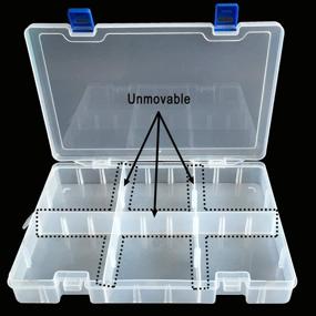 img 1 attached to 📦 Organize Your Crafts and Tackle with Qualsen 34Grid Plastic Compartment Box - Adjustable Dividers, Clear Storage Container (1PC)