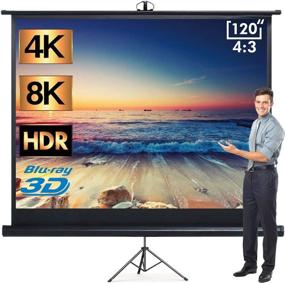 img 4 attached to Aoxun 120'' Projector Screen with Stand: HD 4K, Wrinkle-Free, 160° Viewing Angle - Ideal for Movies, Meetings, Schools
