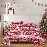 🎄 joyreap christmas duvet cover set - red and light pink snowflake pattern - soft and breathable microfiber - all seasons - fll/queen size (90x90 inches) - 3 piece set with 2 pillow shams logo