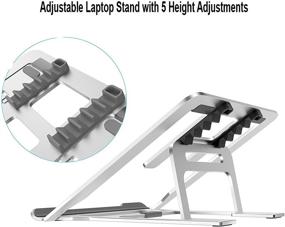 img 2 attached to 👩 JoiseTech Laptop Stand: Adjustable Ergonomic Aluminum Riser for MacBook, HP, Dell, & More - Portable Multi-Angle Holder, Gray