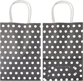 img 1 attached to 🎁 25 Pack of Black Kraft Paper Gift Bags with Handles and White Dots | Ideal for Kids' Birthday, Wedding, and Holiday Party Supplies | ADIDO EVA (8.2 x 6 x 3.1 inches)