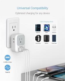 img 2 attached to 🔌 TESSAN Multi Plug Outlet Extender with USB - 4 Outlet Box Splitter and 3 USB Wall Charger - Power Outlet Expander for Cruise Dorm Essentials, Home, Office