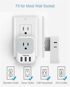 img 1 attached to 🔌 TESSAN Multi Plug Outlet Extender with USB - 4 Outlet Box Splitter and 3 USB Wall Charger - Power Outlet Expander for Cruise Dorm Essentials, Home, Office