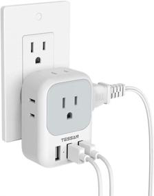 img 4 attached to 🔌 TESSAN Multi Plug Outlet Extender with USB - 4 Outlet Box Splitter and 3 USB Wall Charger - Power Outlet Expander for Cruise Dorm Essentials, Home, Office