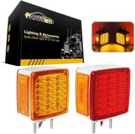 🚦 partsam double face pedestal stop turn tail light: amber/red 39 led for peterbilt, freightliner, kenworth, mack, western star logo