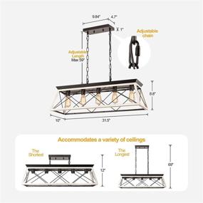 img 2 attached to Ledsyonda Farmhouse Chandelier Lighting Rectangular