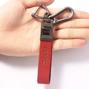 img 1 attached to UUUU Car Keychain Accessories With Alloy Metal And Red Genuine Leather Suit For GMC Sierra Denali Canyon Terrain Yukon Jimmy Acadia Series Present For Women And Men (Red For GMC 1 Pcs)