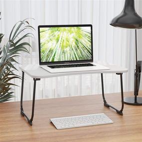 img 2 attached to 🛏️ ZHU CHUANG Multifunctional Lap Desk – Bed Table Desk for Laptop, Breakfast Serving, and Sofa Tray with Foldable Legs in White