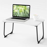 🛏️ zhu chuang multifunctional lap desk – bed table desk for laptop, breakfast serving, and sofa tray with foldable legs in white logo