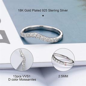 img 2 attached to 💍 Stunning Moissanite Wedding Band: 0.39ct D Color VVS1 Lab Created Diamond, Half Eternity Curved Design, 18K White Gold Plated, 925 Sterling Silver. Ideal Stackable Ring for Women!