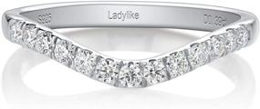 img 4 attached to 💍 Stunning Moissanite Wedding Band: 0.39ct D Color VVS1 Lab Created Diamond, Half Eternity Curved Design, 18K White Gold Plated, 925 Sterling Silver. Ideal Stackable Ring for Women!