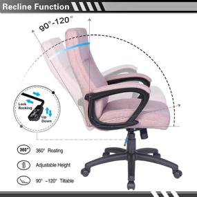 img 1 attached to 🪑 Ergonomic Computer Desk Chair with Wheels - Bowthy Home Office Mid Back 360 Swivel Task Chair in Pink Fabric - Executive Chair