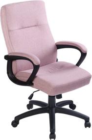 img 4 attached to 🪑 Ergonomic Computer Desk Chair with Wheels - Bowthy Home Office Mid Back 360 Swivel Task Chair in Pink Fabric - Executive Chair