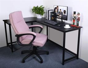 img 3 attached to 🪑 Ergonomic Computer Desk Chair with Wheels - Bowthy Home Office Mid Back 360 Swivel Task Chair in Pink Fabric - Executive Chair