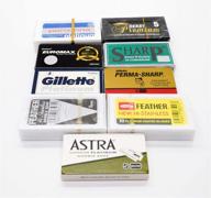 🪒 high-quality safety razor blade sampler - 55 blades featuring feather, personna, permasharp top brands. logo