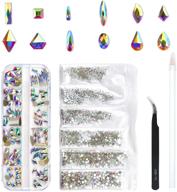 120 pieces mixed shapes glass crystal ab rhinestones for nail art craft, assorted flatback crystals 3d decorations gems set with 12 styles (includes 120 crystals + 1728 rhinestones) logo