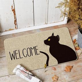 img 1 attached to 🐾 Black Cat Welcome Decorative Doormat by Artoid Mode - Halloween Pet Floor Mat for Indoor/Outdoor Use (17 x 29 Inch)
