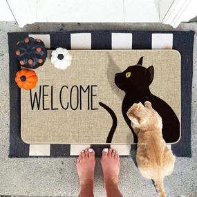 img 2 attached to 🐾 Black Cat Welcome Decorative Doormat by Artoid Mode - Halloween Pet Floor Mat for Indoor/Outdoor Use (17 x 29 Inch)