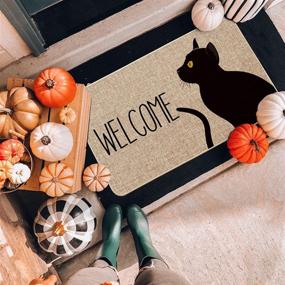img 3 attached to 🐾 Black Cat Welcome Decorative Doormat by Artoid Mode - Halloween Pet Floor Mat for Indoor/Outdoor Use (17 x 29 Inch)