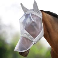 🐴 harrison howard caremaster horse fly mask - long nose with ears in moonlight silver logo