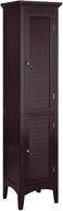 🏬 adriana linen tower: stylish freestanding cabinet for narrow spaces - dark espresso, 2 shutter doors, 5 tier shelves logo