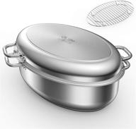 🍗 12 quart stainless steel oval turkey roaster with rack and lid - mr captain, induction compatible, dishwasher/oven safe, 17 inch logo