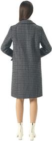 img 1 attached to Women's Oversized Lapel Collar Woolen Plaid Double Breasted Long Peacoat Jacket for Winter by Chartou