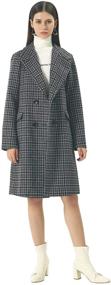img 4 attached to Women's Oversized Lapel Collar Woolen Plaid Double Breasted Long Peacoat Jacket for Winter by Chartou