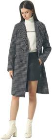 img 2 attached to Women's Oversized Lapel Collar Woolen Plaid Double Breasted Long Peacoat Jacket for Winter by Chartou