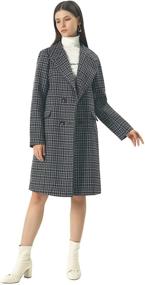img 3 attached to Women's Oversized Lapel Collar Woolen Plaid Double Breasted Long Peacoat Jacket for Winter by Chartou