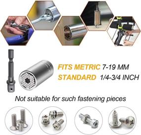 img 1 attached to 🔧 Versatile 7mm-19mm Ratchet Universal Socket Metric Wrench Power Drill Set with 105 Degree Right Angle Extension and Magnetic Bit Attachment