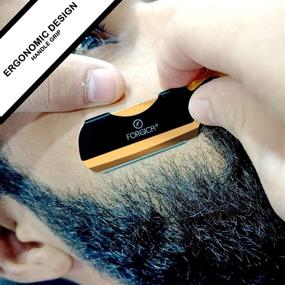 img 1 attached to 🪒 FORGICA Professional Straight Edge Barber Razor with 100 Derby Blades - Single Ring Straight Razor for Men, Compatible with Double Edge Blade, Beard Shaping Tool, Titanium Beard Shaper (Golden)
