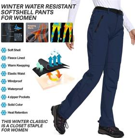 img 1 attached to 👖 Women's Winter Waterproof Soft Shell Fleece Lined Cargo Ski Hiking Pants - Outdoor Snow Pants