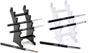 img 4 attached to 🖋️ RAYNAG Clear and Black Acrylic Pen Display Holder - 2-Pack, 6-Layer Stand Organizer for Nail/Makeup/Art Brushes