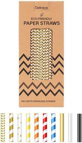 img 4 attached to Dailinece Eco-Friendly Biodegradable Paper Straws - Gold Stripe 🥤 (100 Counts) - Drinking & Party Supplies, Dye-Free Assorted Multi Colors