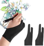 🖐️ mixoo palm rejection artists gloves - 2 pack with two finger design for paper sketching, ipad, graphics drawing tablet - suitable for both left and right hand - size medium logo