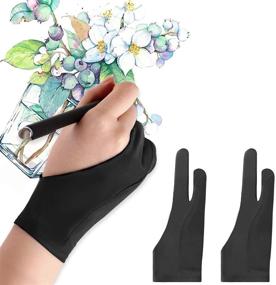 img 4 attached to 🖐️ Mixoo Palm Rejection Artists Gloves - 2 Pack with Two Finger Design for Paper Sketching, iPad, Graphics Drawing Tablet - Suitable for Both Left and Right Hand - Size Medium