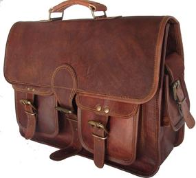 img 4 attached to 👜 Prastara Leather Laptop Briefcase Crossbody Shoulder Messenger Bag for Men