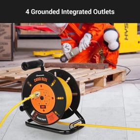 img 2 attached to 🔌 DEWENWILS Extension Cord Storage Reel with 4 Grounded Outlets, Heavy-Duty Open Cord Reel for 12/3, 14/3, 16/3 Gauge Power Cord, Retractable Hand Wind, 10A Circuit Breaker, Rocker Power Switch