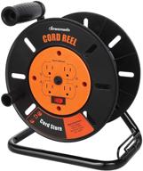 🔌 dewenwils extension cord storage reel with 4 grounded outlets, heavy-duty open cord reel for 12/3, 14/3, 16/3 gauge power cord, retractable hand wind, 10a circuit breaker, rocker power switch logo