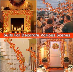 img 2 attached to 🍁 Captivating TURNMEON Maple Garland Lights: 10 Packs of 200 Warm LED String Curtain Lights for Stunning Fall Decor, Thanksgiving & Halloween Indoor/Outdoor Home Styling, 100ft Length