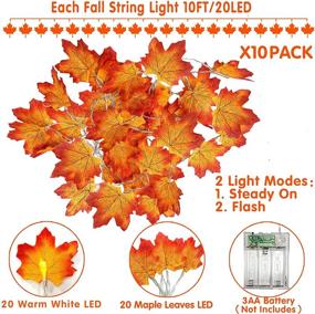 img 3 attached to 🍁 Captivating TURNMEON Maple Garland Lights: 10 Packs of 200 Warm LED String Curtain Lights for Stunning Fall Decor, Thanksgiving & Halloween Indoor/Outdoor Home Styling, 100ft Length