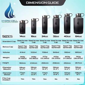 img 1 attached to 🥤 Stainless Steel Water Bottle with Straw & Wide Mouth Lids - HYDRO CELL (64oz 40oz 32oz 24oz 18oz 14oz) - Vacuum Insulated Sweat Proof Sport Design - Keeps Liquids Hot or Cold (Graphite/Black - 24oz)