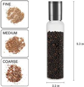 img 3 attached to 🧂 Remedic Premium Salt and Pepper Grinder Set - 2 Stainless Steel Grinders with Borosilicate Glass Jars - Adjustable Coarseness, Ceramic Pepper Spices Shaker - Tall Grinder Mill Set, Perfect Kitchen Gifts...