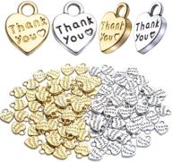 ❤️ antique word heart charms love pendant charms - bulk crafts supplies for diy jewelry making - 100pcs thank you heart charms - necklace bracelet crafts - antique silver & golden - 10x13mm logo