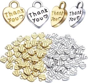 img 4 attached to ❤️ Antique Word Heart Charms Love Pendant Charms - Bulk Crafts Supplies for DIY Jewelry Making - 100pcs Thank You Heart Charms - Necklace Bracelet Crafts - Antique Silver & Golden - 10x13mm