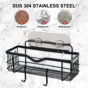 img 2 attached to 🚿 NEENCE Shower Caddy: Wall-Mounted Rustproof Shower Shelf with Hooks for Extra Storage Space - Black